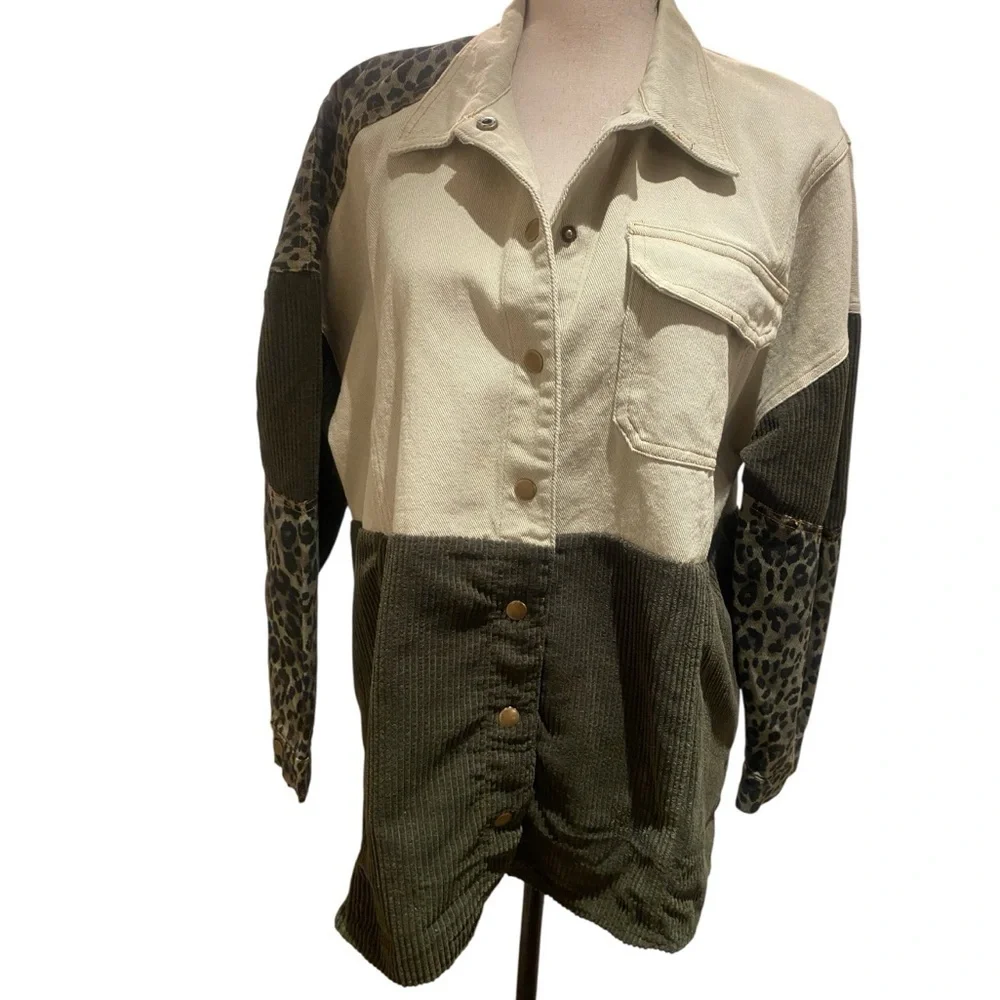 Umgee Women’s Oversized Shacket Denim Corduroy Cotton Top New Size S-M